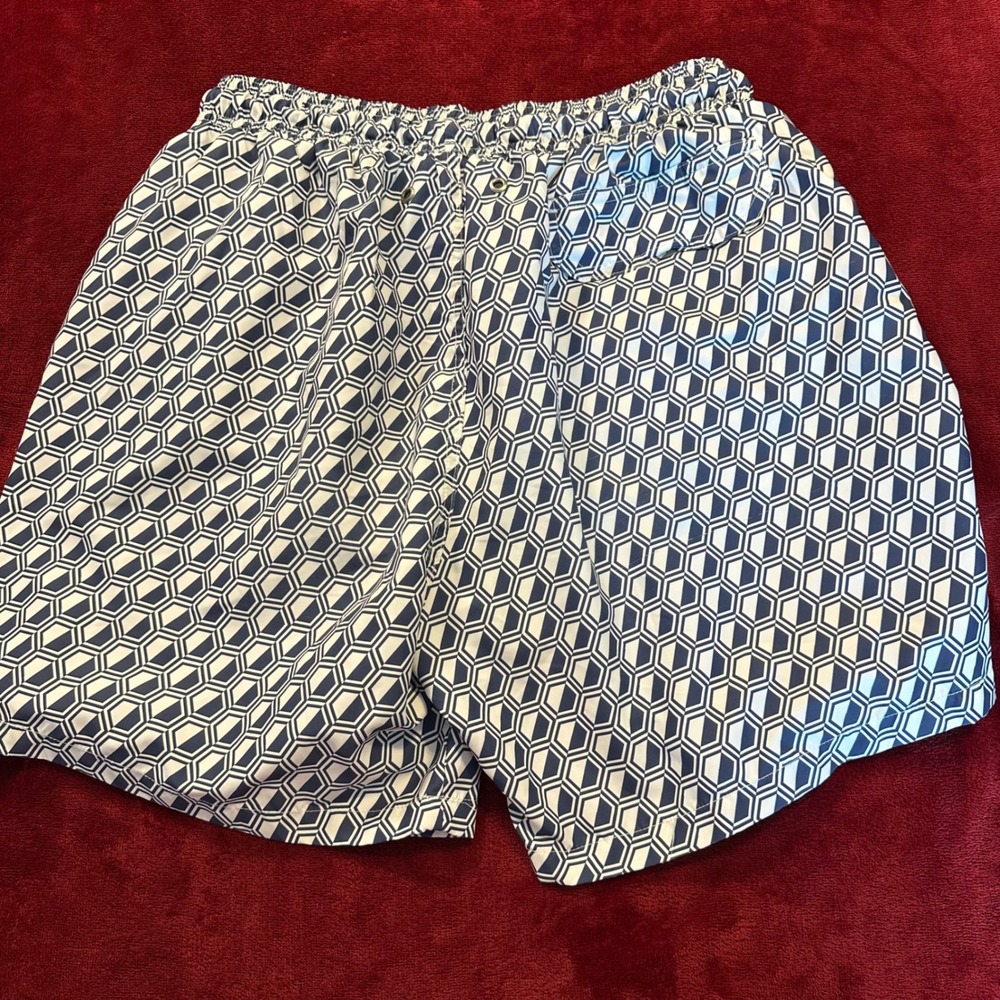 Retromarine New York Mens XL Swim Trunks Navy White Geometric Honeycomb Anchor - Picture 6 of 10